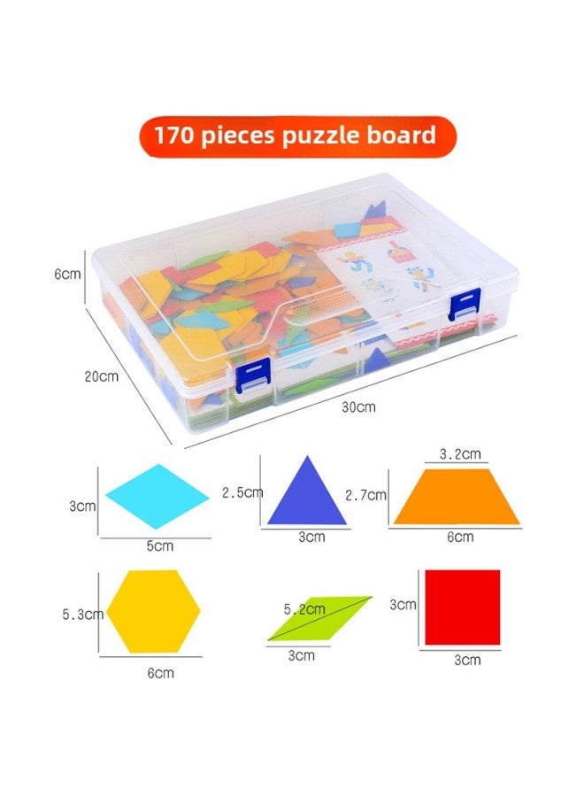 Wooden Early Childhood Education Multifunctional Creative Jigsaw Puzzle Color Cognitive 170 Piece Tangram Educational Toys-Color:ZF-multi-functional Creative Jiggle 0.6 - Image 2